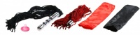 Стимулятор ануса с двумя сменными плетками Toyfa (Цвет: серебряный с черным и красным) Арт. toyfa-712017