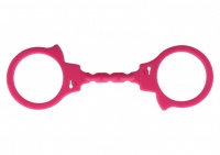 Силиконовые розовые фиксаторы в виде наручников Stretchy Fun Cuffs