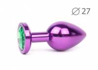 Малая металлическая пробка фиолетового цвета с зеленым кристаллом Jewelry Plugs Anal