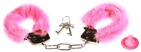 Металлические наручники с розовым мехом Furry Cuffs Pink