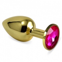 Малая золотая пробочка с розовым кристаллом (Цвет: золотой с нежно-розовым)